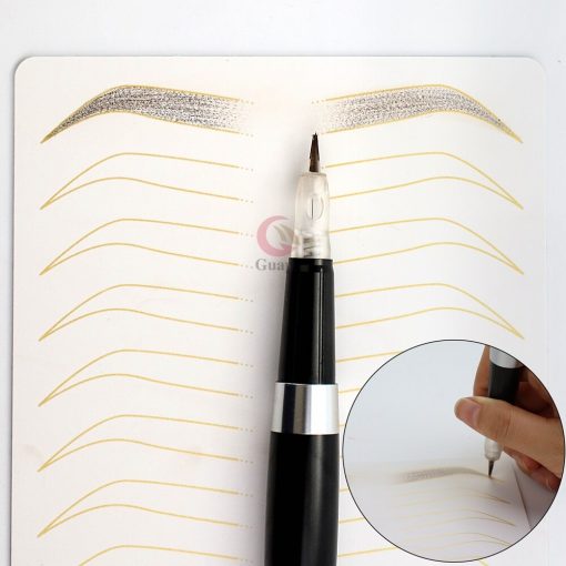1PC Premium White Silicone Practice Skin Double Side Gold Printed Ombre Practice Pad for Eyebrow Microblading 4