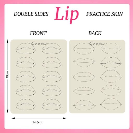 1mm Thick Lip Practice Skin Double Side Stencil for PMU machine Microblading Practice Skin for Permanent 1