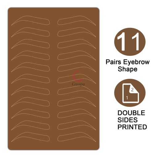 Dark Brown Silicone Practice Skin Permanent Makeup Training Latex Sheet both Side Print with Brows and 1