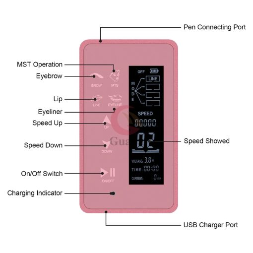 Pink Digital PMU Machine Touch Screen Panel Multi Function Wireless Tattoo Device for Ombr Powder Brows 3