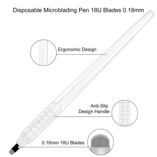 100pcs Classic White Disposable Microblading Pen Sharp18U Blade Permanent Makeup Eyebrow Hand Tools for Beginner to 2
