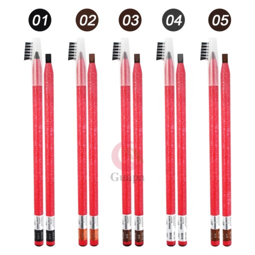 1PC Quality Waterproof Microblading Pencil Duckbill Eyebrow Shaping Brow Long Lasting Pencil with Brush 3