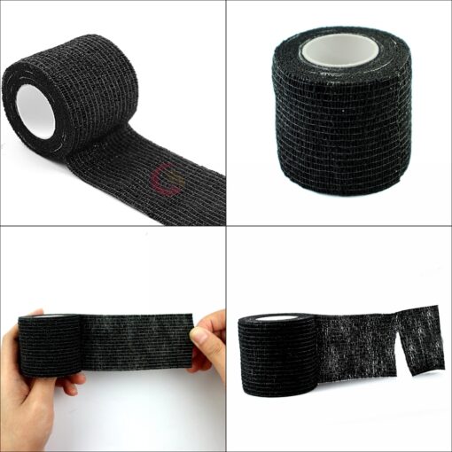 5 10 15 20 Black Tattoo Grip Bandage Cover Wraps Tape Nonwoven Waterproof Self Adhesive Finger 2