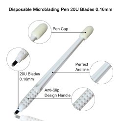 50PCS Disposable microblading pen 0 16mm 20U EO Gas Sterilized 3D white disposable microblading pen for 1