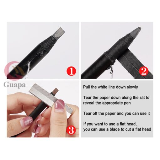 5PCS Waterproof Eyebrow Pencil Pull Cord Peel off Brow Pencil for Marking Outlining Tattoo Makeup and 5