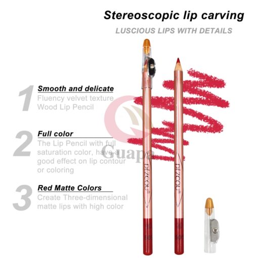 New Waterproof Tattoo Permanent Makeup Lip Pencil Microblading Red Lip contour Pencil with Sharpener for Comestic 4