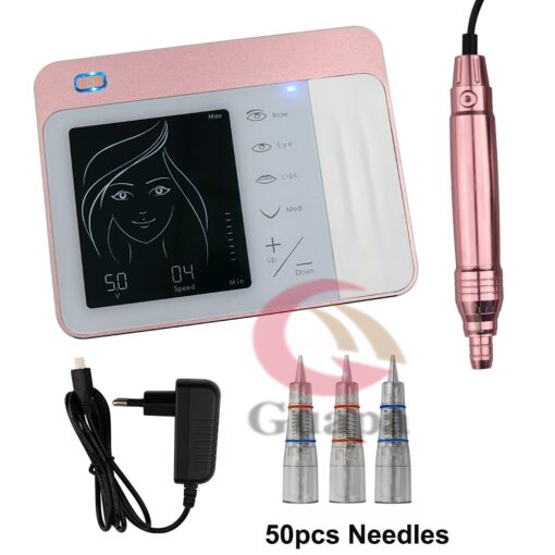 Rose Golden Charmer Princesses III Permanent Makeup Machine Kit Tattoo Eyebrow Pen with Swiss Motor Rotary