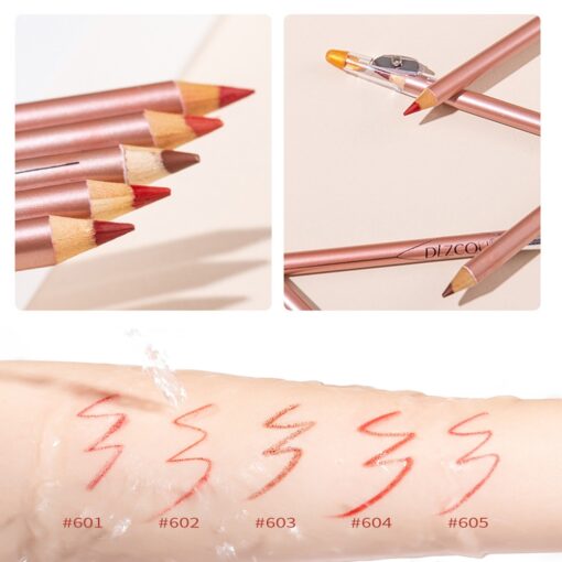 Waterproof Universal Makeup Wooden Manual Tool Beauty Comestic Red Color Lip Pencil with Sharpener for Microblading 3